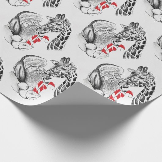 Giraffe en Kerstmis Cadeaupapier (Hoek)