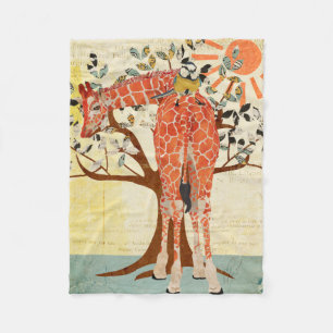 Giraffe en kleine vogelzonnige feestdag fleece deken