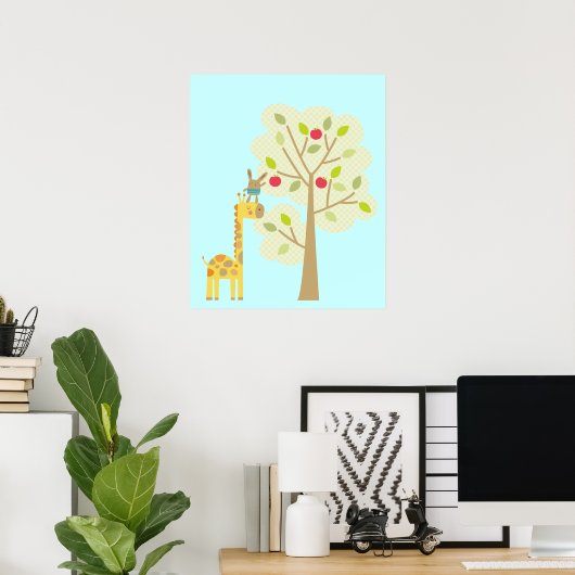Giraffe en Konijn Poster (Thuiskantoor)