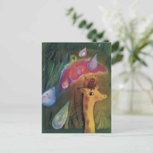Giraffe en Ladybug*** Briefkaart (Staand voorkant)