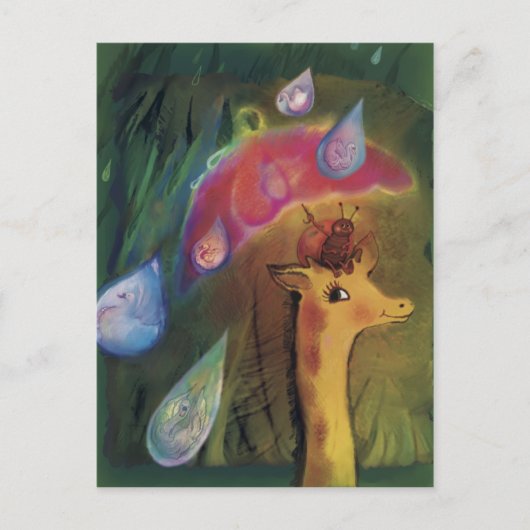 Giraffe en Ladybug*** Briefkaart (Voorkant)