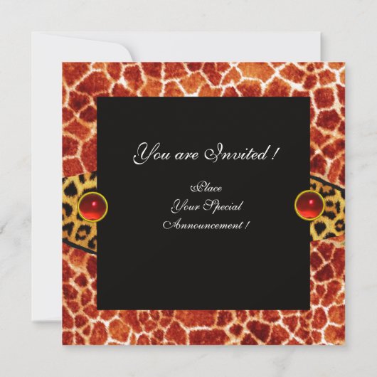 GIRAFFE EN LUIPAARD BONT LINT RODE ROBIJN EDELSTEE KAART (Achterkant)