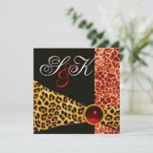 GIRAFFE EN LUIPAARD BONT LINT ROOD ROBIJN EDELGEST KAART (Staand voorkant)