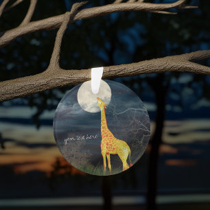 Giraffe en maan   Aangepast acryl-ornament Ornament