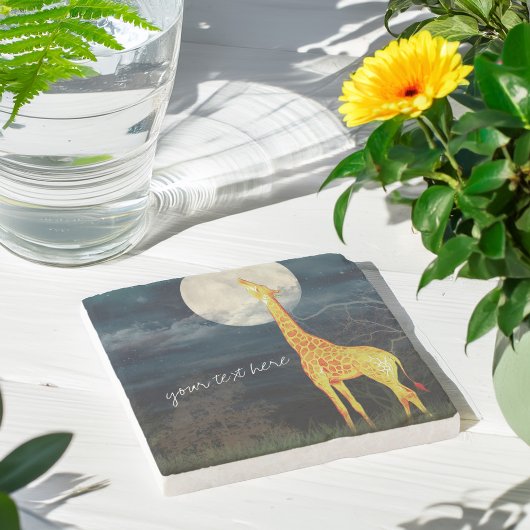 Giraffe en maan | Aangepast Onderzetter Drink Ston