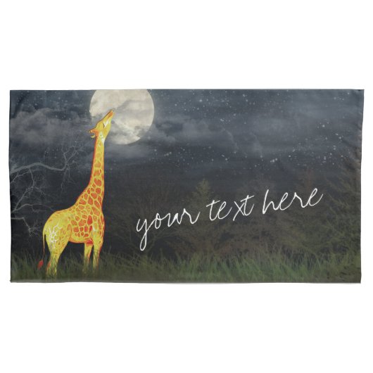 Giraffe en maan | Aangepast paar Kussensloop (Voorkant-Links)