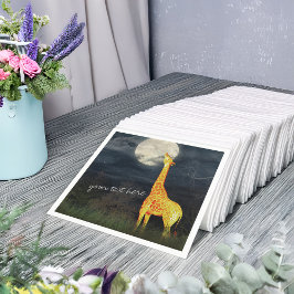 Giraffe en maan | Aangepast papier — luiers Servetten