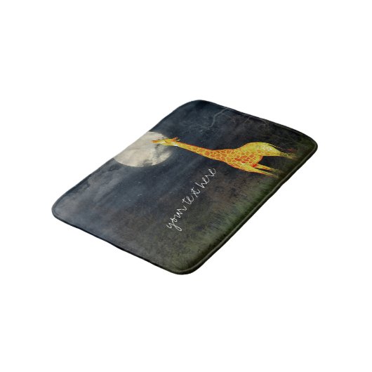 Giraffe en maan | Aangepaste badmat (Gekanteld)