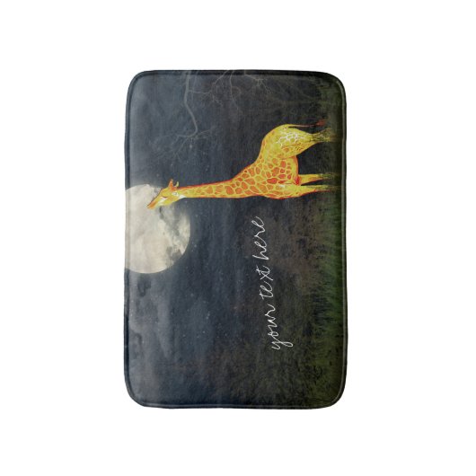 Giraffe en maan | Aangepaste badmat (Voorkant Verticaal)
