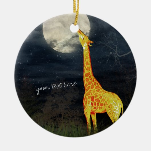 Giraffe en maan | Aangepaste decoratie van Ornamen (Voorkant)