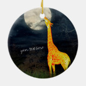 Giraffe en maan | Aangepaste decoratie van Ornamen (Achterkant)