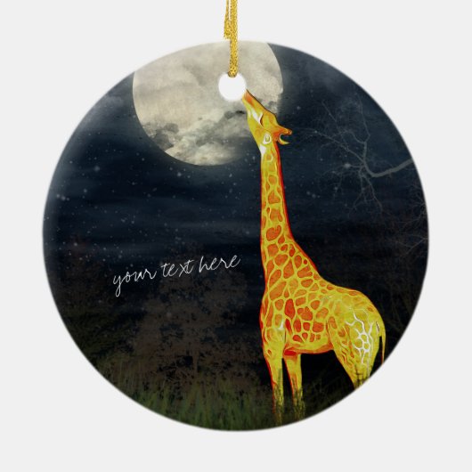 Giraffe en maan | Aangepaste decoratie van Ornamen (Achterkant)