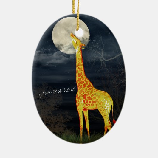Giraffe en maan | Aangepaste decoratie van Ornamen (Achterkant)