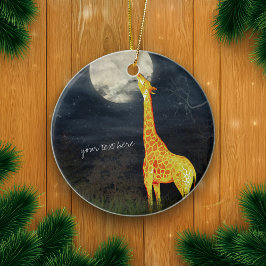 Giraffe en maan | Aangepaste decoratie van Ornamen
