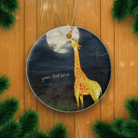 Giraffe en maan | Aangepaste decoratie van Ornamen