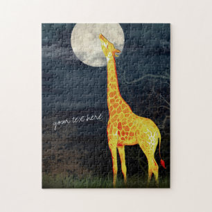 Giraffe en maan   Aangepaste foto-Puzzle Gift Box Legpuzzel