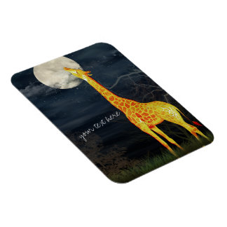 Giraffe en maan | Aangepaste fotomagneet Magneet