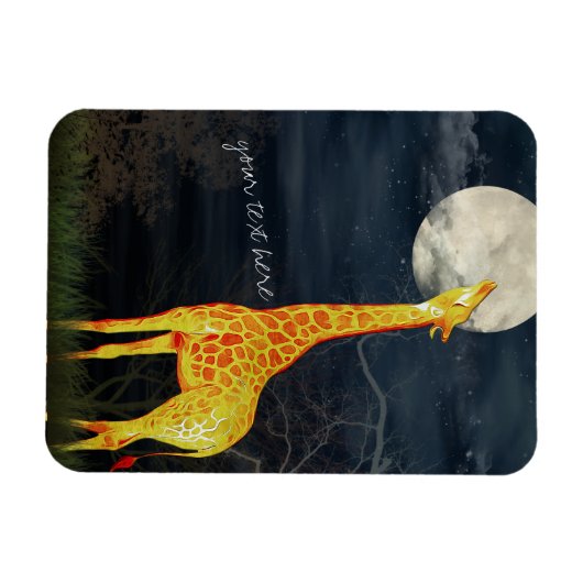 Giraffe en maan | Aangepaste fotomagneet Magneet (Horizontaal)