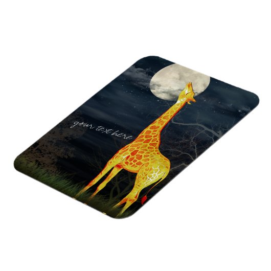 Giraffe en maan | Aangepaste fotomagneet Magneet (Linkerzijde)