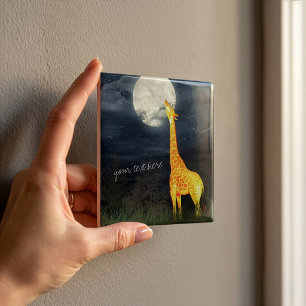 Giraffe en Maan Aangepaste Keramische Fototegel Tegeltje