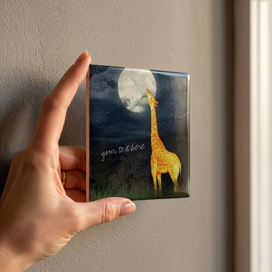 Giraffe en Maan | Aangepaste Keramische Fototegel Tegeltje