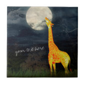 Giraffe en Maan | Aangepaste Keramische Fototegel Tegeltje (Voorkant)