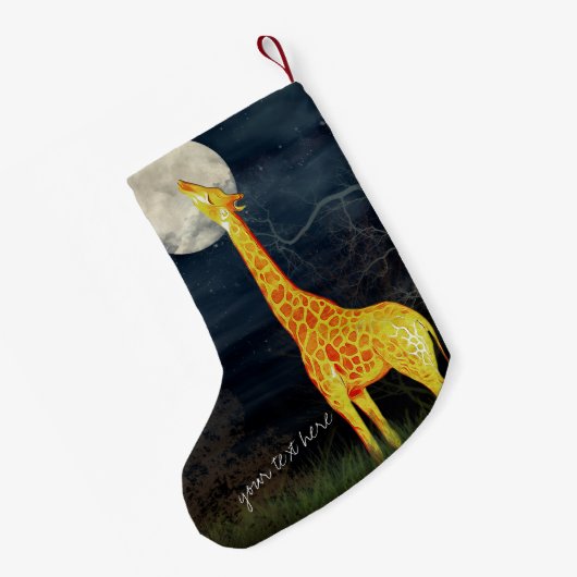 Giraffe en maan | Aangepaste kerststop Kleine Kerstsok (Achterkant (Hangend))