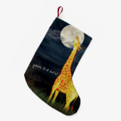 Giraffe en maan | Aangepaste kerststop Kleine Kerstsok (Voorkant (Hangend))
