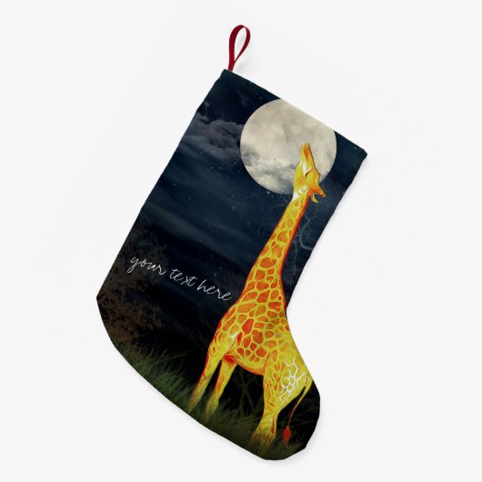 Giraffe en maan | Aangepaste kerststop Kleine Kerstsok (Voorkant (Hangend))