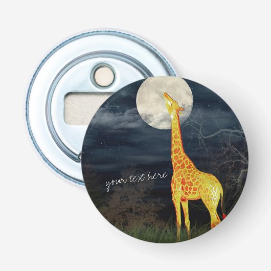 Giraffe en maan | Aangepaste opening voor magneten Button Flesopener (Voorkant)