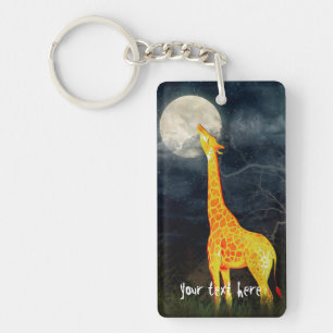 Giraffe en maan Aangepaste Sleutelhanger