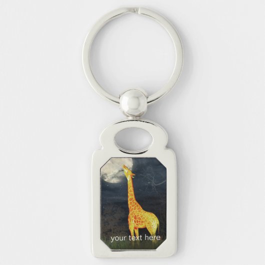 Giraffe en maan | Aangepaste Sleutelhanger (Voorkant)