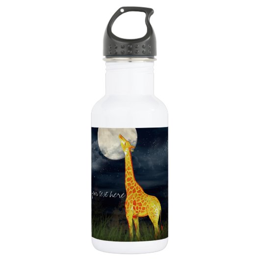 Giraffe en maan | Aangepaste waterflesje Waterfles (Voorkant)