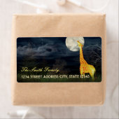 Giraffe en maan | Eigen verzendkosten/adreslabel Etiket (Insitu)