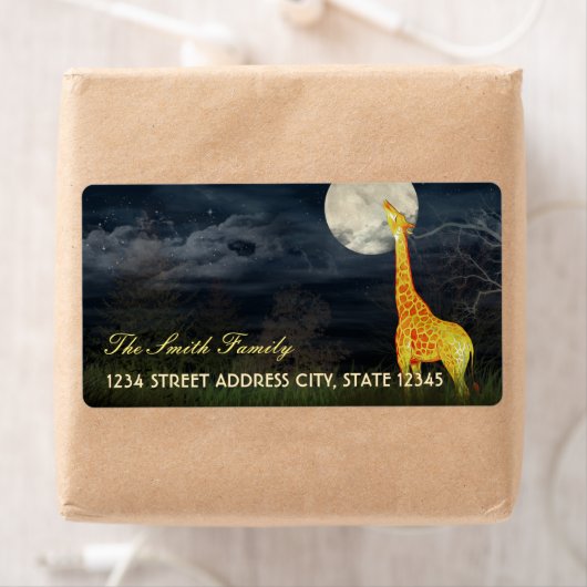 Giraffe en maan | Eigen verzendkosten/adreslabel Etiket (Insitu)