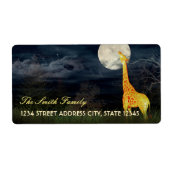 Giraffe en maan | Eigen verzendkosten/adreslabel Etiket (Voorkant)