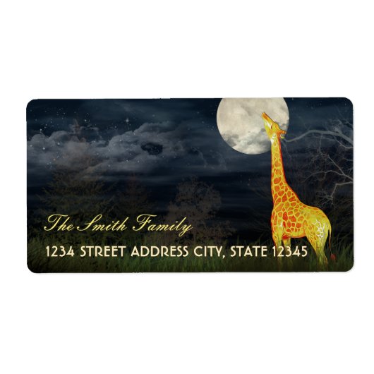 Giraffe en maan | Eigen verzendkosten/adreslabel Etiket (Voorkant)