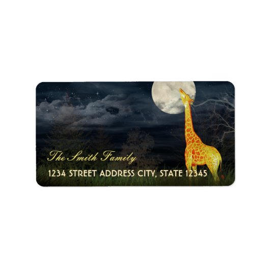 Giraffe en maan | Eigen verzendkosten/adreslabel Etiket (Voorkant)