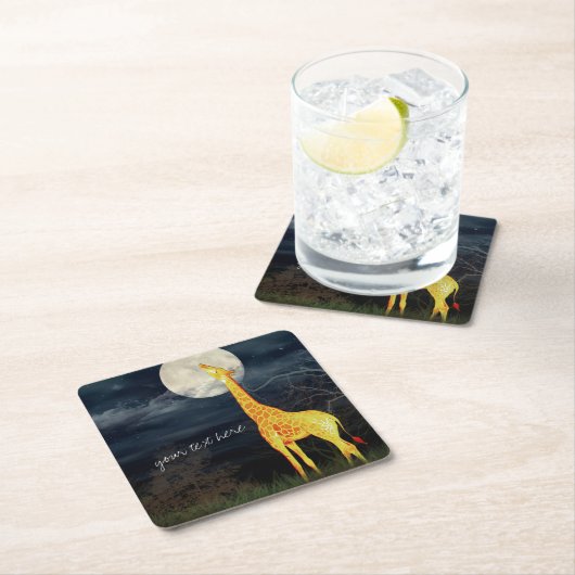 Giraffe en maan | Eigen wasbakken Kartonnen Onderzetters (Insitu)