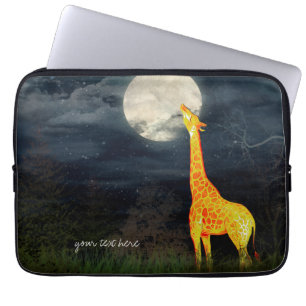 Giraffe en maan   Nopreenlaptophoezen Laptop Sleeve