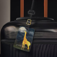Giraffe en moon Aangepaste Bagagelabel lederen rie