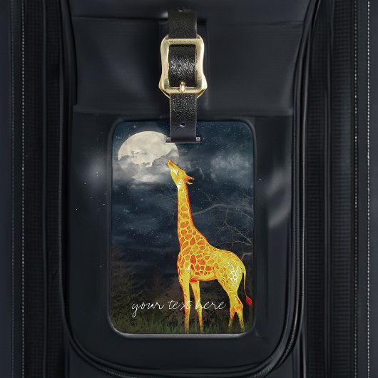 Giraffe en moon Aangepaste Bagagelabel lederen rie