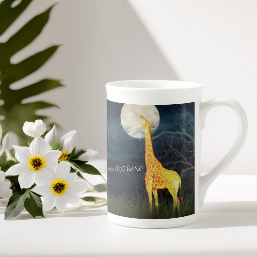 Giraffe- en Moon Custom Jumbo-Mok / Bone China-Mok Porselein Kop