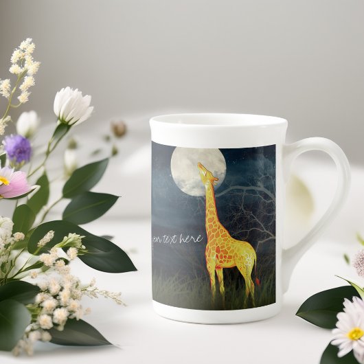 Giraffe- en Moon Custom Jumbo-Mok / Bone China-Mok Porselein Kop