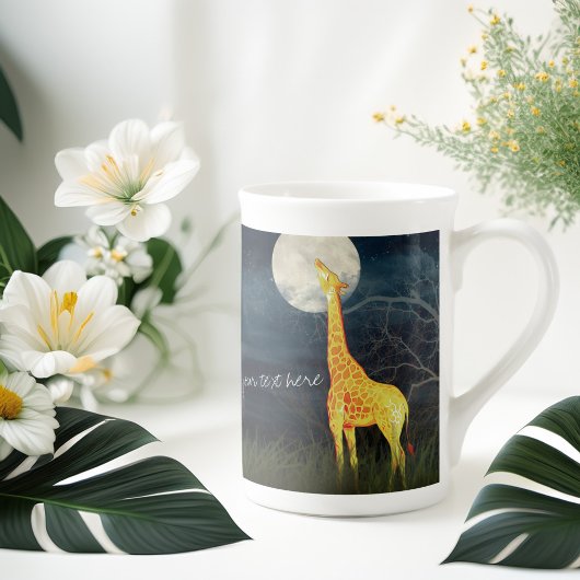 Giraffe- en Moon Custom Jumbo-Mok / Bone China-Mok Porselein Kop