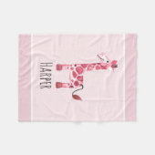 Giraffe en naam van Girl's Cute Pink Safari Fleece Deken (Voorkant (Horizontaal))