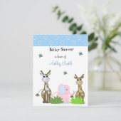 Giraffe en olifant Baby shower Kaart (Staand voorkant)