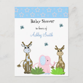 Giraffe en olifant Baby shower Kaart