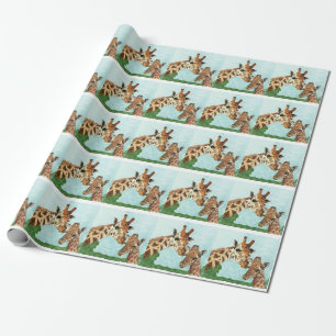 Giraffe- en omslagpapier voor mama en Baby Cadeaupapier