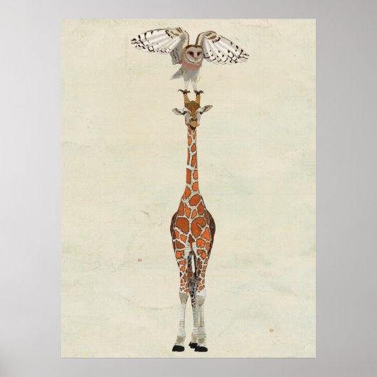 GIRAFFE en OWL Art Poster (Voorkant)